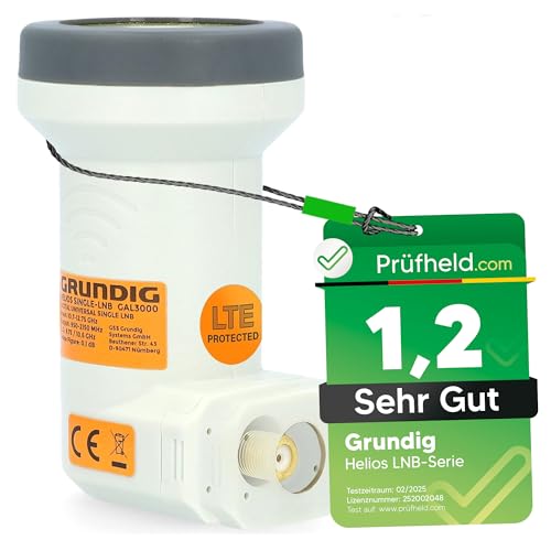 [ Test SEHR GUT, Note 1.2 *] GSS Helios Single LNB mit LTE Abschirmung & Sun Protect UV Schutz, 1Fach HD 4K LMB für 1 Teilnehmer, (TV Fernseher, Sat Receiver) LNC für Satellitenschüssel Antenne von GSS