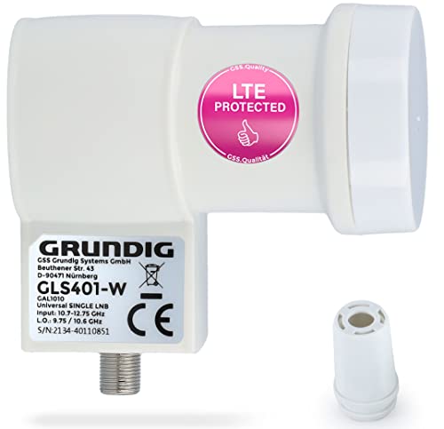 [Test SEHR GUT *] GSS Single LNB Weiss mit LTE Filter für digital Satschüssel - für 1 Teilnehmer, Receiver & TV - 1fach 1-Fach - Sat, Satelliten, Full HD, 4K, Wetterschutz, kälte & hitzebeständig von GSS