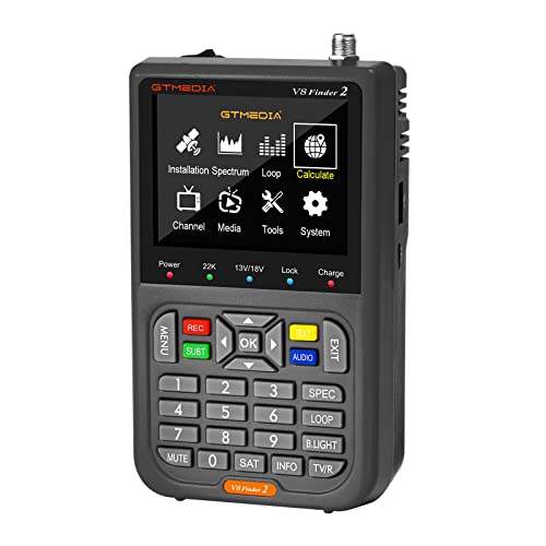 GT MEDIA V8 Finder2 Satelliten Finder Meter Digital Sat Finder Messgerät Satellitenerkennung DVB-S2X Signalempfänger Decoder H.264 HD 3,5"LCD 7,4 V 4000mAh Zur Einstellung der Satellitenschüssel(grau) von GT MEDIA