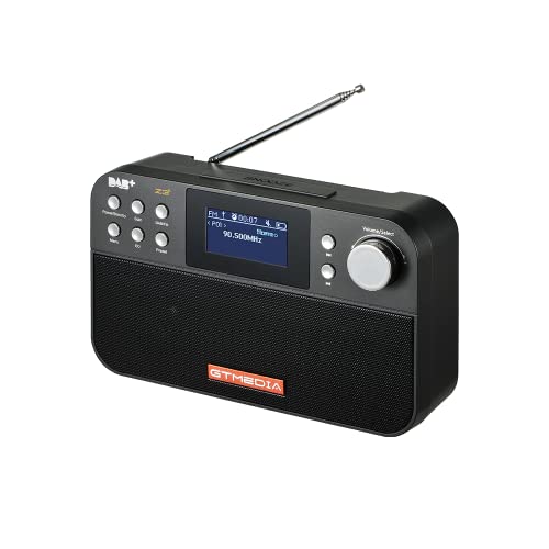 Z3 Dab+ Digitales Radio mit Bluetooth, tragbar digital Radio dab wiederaufladbar kompatibel mit Uhr, Alarm, Timer, und Namen-Station FM, RDS, 6,4 cm (2,4 Zoll) von GT MEDIA