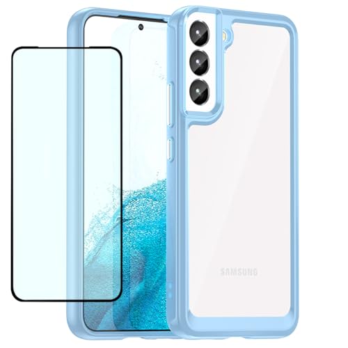 GTBDEKI Clear Hülle für Galaxy S22 Hülle, Samsung S22 SM-S901B Hülle mit HD-Bildschirmschutz, Kratzfeste stoßfeste Harte PC + TPU-Stoßstangenschutz hülle für Samsung Galaxy S22 5G Crystal Blue GTBDEKI Clear Hülle für Galaxy S22 Hülle, Samsung S22 SM-S901B Hülle mit HD-Bildschirmschutz, Kratzfeste stoßfeste Harte PC + TPU-Stoßstangenschutz hülle für Samsung Galaxy S22 5G Crystal Blue von GTBDEKI