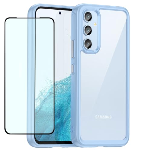 GTBDEKI Clear Hülle für Galaxy A54 5G Hülle, Samsung A54 5G SM-A546B Hülle mit HD-Bildschirmschutz, Kratzfeste stoßfeste Harte PC + TPU-Stoßstangenschutz hülle für Samsung Galaxy A54 5G Crystal Blue von GTBDEKI