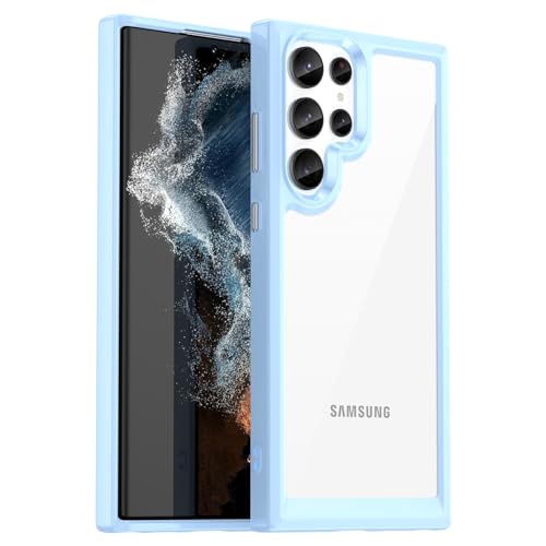 GTBDEKI Clear Hülle für Galaxy S23 Ultra Hülle,Samsung S23 Ultra Hülle, Kratzfeste stoßfeste transparente Harte PC + TPU-Stoßstangenschutz hülle für Samsung Galaxy S23 Ultra 5G Crystal Blue von GTBDEKI