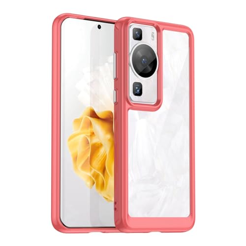 GTBDEKI Clear Hülle für Huawei P60 Hülle, P60 Pro MNA-LX9 LNA-LX9 Hülle, Kratzfeste stoßfeste transparente Harte PC + TPU-Stoßstangenschutz hülle für Huawei P60 Pro Crystal Red von GTBDEKI