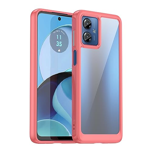 GTBDEKI Clear Hülle für Moto G14 Hülle, Motorola G14 PAYF0010IN Hülle mit HD-Bildschirmschutz, Kratzfeste stoßfeste Harte PC + TPU-Stoßstangenschutz hülle für Motorola Moto G14 Crystal Red von GTBDEKI