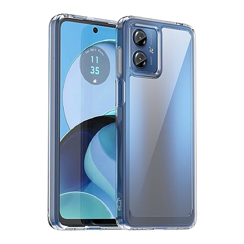 GTBDEKI Clear Hülle für Moto G14 Hülle, Motorola G14 PAYF0010IN Hülle mit HD-Bildschirmschutz, Kratzfeste stoßfeste Harte PC + TPU-Stoßstangenschutz hülle für Motorola Moto G14 Crystal Clear von GTBDEKI
