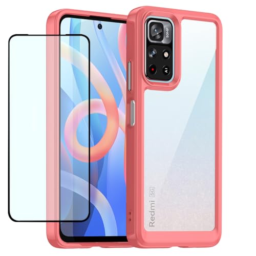 GTBDEKI Clear Hülle für Poco M4 Pro 5G/Redmi Note 11T 5G/Redmi Note 11S 5G Hülle mit HD-Bildschirmschutz,kratzfeste stoßfeste harte PC+TPU-Stoßstangenschutz hülle für Xiaomi Poco M4 Pro 5G Crystal Red GTBDEKI Clear Hülle für Poco M4 Pro 5G/Redmi Note 11T 5G/Redmi Note 11S 5G Hülle mit HD-Bildschirmschutz,kratzfeste stoßfeste harte PC+TPU-Stoßstangenschutz hülle für Xiaomi Poco M4 Pro 5G Crystal Red von GTBDEKI