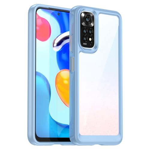 GTBDEKI Clear Hülle für Redmi Note 11 (4G)/Redmi Note 11S/Redmi Note 12S Hülle mit HD-Bildschirmschutz,kratzfeste stoßfeste harte PC + TPU-Stoßstangenschutz hülle für Xiaomi Redmi Note 11 Crystal Blue von GTBDEKI
