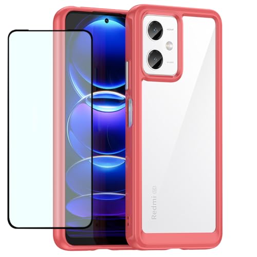 GTBDEKI Clear Hülle für Redmi Note 12 5G Hülle, Poco X5 5G/Redmi Note 12R Pro Hülle mit HD-Bildschirmschutz, Kratzfeste stoßfeste Harte PC + TPU-Stoßstangenschutz hülle für Xiaomi Poco X5 Crystal Red GTBDEKI Clear Hülle für Redmi Note 12 5G Hülle, Poco X5 5G/Redmi Note 12R Pro Hülle mit HD-Bildschirmschutz, Kratzfeste stoßfeste Harte PC + TPU-Stoßstangenschutz hülle für Xiaomi Poco X5 Crystal Red von GTBDEKI