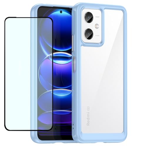 GTBDEKI Clear Hülle für Redmi Note 12 5G Hülle, Poco X5 5G/Redmi Note 12R Pro Hülle mit HD-Bildschirmschutz, kratzfeste stoßfeste harte PC + TPU-Stoßstangenschutz hülle für Xiaomi Poco X5 Crystal Blue GTBDEKI Clear Hülle für Redmi Note 12 5G Hülle, Poco X5 5G/Redmi Note 12R Pro Hülle mit HD-Bildschirmschutz, kratzfeste stoßfeste harte PC + TPU-Stoßstangenschutz hülle für Xiaomi Poco X5 Crystal Blue von GTBDEKI