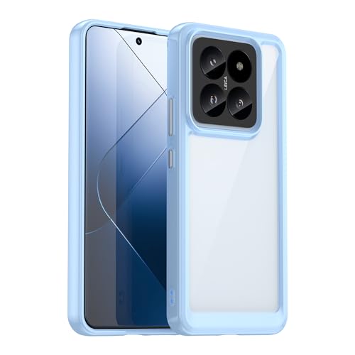 GTBDEKI Clear Hülle für Xiaomi 14 Pro Hülle mit HD-Bildschirmschutz, Kratzfeste stoßfeste transparente Harte PC + TPU-Stoßstangenschutz hülle für Xiaomi 14 Pro Crystal Blue von GTBDEKI
