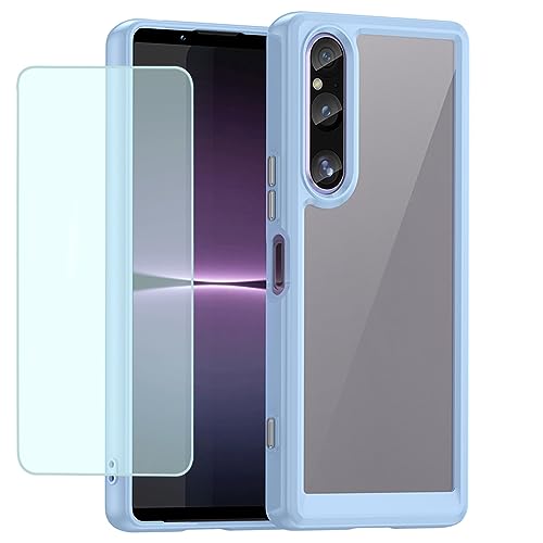 GTBDEKI Clear Hülle für Xperia 1 V Hülle, Sony 1V XQDQ62 Hülle mit HD-Bildschirmschutz, Kratzfeste stoßfeste transparente Harte PC + TPU-Stoßstangenschutz hülle für Sony Xperia 1 V Crystal Blue GTBDEKI Clear Hülle für Xperia 1 V Hülle, Sony 1V XQDQ62 Hülle mit HD-Bildschirmschutz, Kratzfeste stoßfeste transparente Harte PC + TPU-Stoßstangenschutz hülle für Sony Xperia 1 V Crystal Blue von GTBDEKI