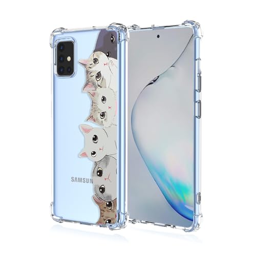 GTBDEKI Handyhülle für Galaxy A71 4G Hülle, Samsung A71 4G SM-A715F Hülle, Clear Case mit Kätzchen-Tiermuster, Schutzhülle für Samsung Galaxy A71 4G Katzen von GTBDEKI