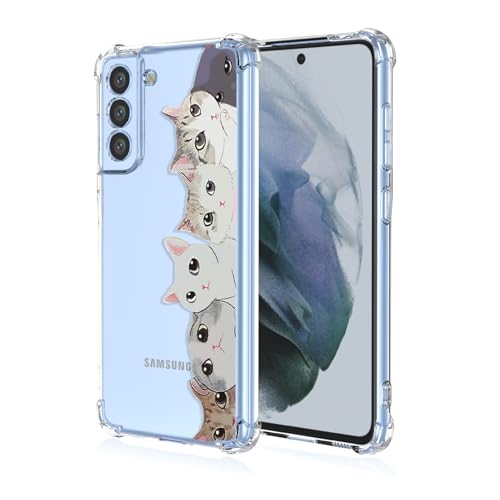 GTBDEKI Handyhülle für Galaxy S21 FE 5G, Samsung S21 fe SM-G990B Hülle, klare Hülle mit Kätzchen-Tiermuster, Schutzhülle für Samsung Galaxy S21 FE Katzen von GTBDEKI