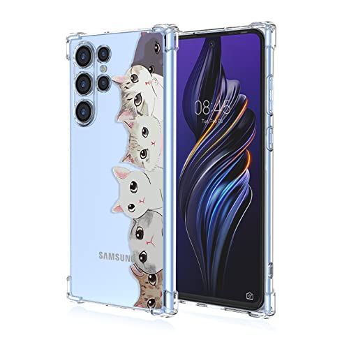 GTBDEKI Handyhülle für Galaxy S23 Ultra, Samsung S23 Ultra SM-S918B, transparente Hülle mit Kätzchen-Tiermuster, Schutzhülle für Samsung Galaxy S23 Ultra, Katzen von GTBDEKI