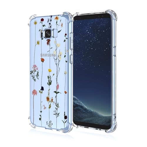 GTBDEKI Handyhülle für Galaxy S8 Plus, Samsung S8+ SM-G955F Hülle, transparente Hülle mit Blumenmuster, Schutzhülle für Samsung Galaxy S8+ Garten von GTBDEKI