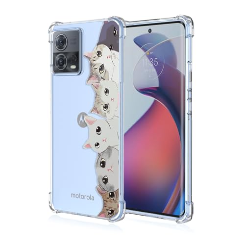 GTBDEKI Handyhülle für Motor Edge 30 Fusion Hülle, Motorola S30 Pro XT2243 Hülle, Klar Hülle mit Kätzchen Tiermuster Schutzhülle für Motorola S30 Pro Katzen von GTBDEKI