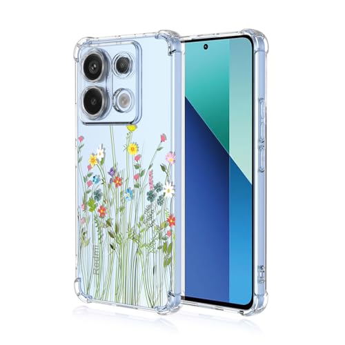 GTBDEKI Handyhülle für Redmi Note 13 4G, 23129RAA4G 23124RA7EO Hülle, transparente Hülle mit Blumenmuster, Schutzhülle für Xiaomi Redmi Note 13 4G Bouquet von GTBDEKI