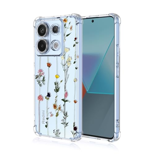 GTBDEKI Handyhülle für Redmi Note 13 Pro 5G, Xiaomi Poco X6 5G Hülle, transparente Hülle mit Blumenmuster, Schutzhülle für Xiaomi Redmi Note 13 Pro 5G Garten von GTBDEKI