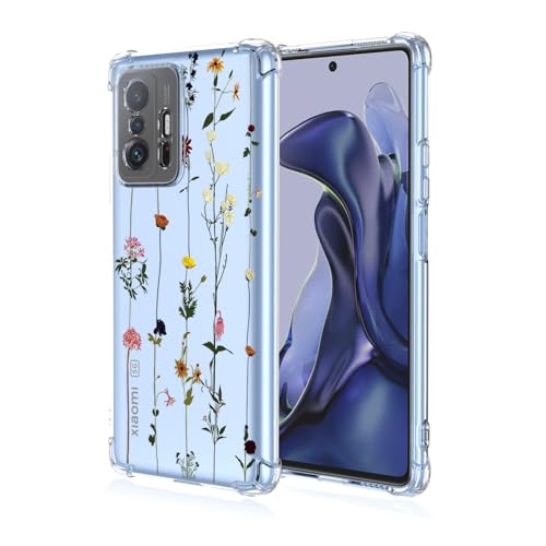 GTBDEKI Handyhülle für Xiaomi 11T 5G Hülle XiaoMi 11T Pro 5G Hülle 21081111RG Hülle, Clear Case mit Blumen Blumenmuster Schutzhülle für Xiaomi Mi 11T 5G Garten von GTBDEKI