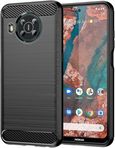 GTBDEKI Schutzhülle für Nokia X10, Nokia X20 TA-1332 TA-1341, Karbonfaser, stoßfest, dünn, Silikon, robust, weiche TPU-Rückseite, Schwarz von GTBDEKI