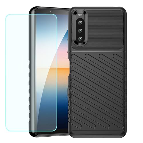 GTBDEKI Schutzhülle für Xperia 10 III, Sony 10 III Lite XQ-BT52, XQ-BT44, mit Displayschutzfolie, Kohlefaser, kratzfest, stoßfest, flexibel, Gummi, Silikon, Rückseite für Sony Xperia 10 III, Schwarz GTBDEKI Schutzhülle für Xperia 10 III, Sony 10 III Lite XQ-BT52, XQ-BT44, mit Displayschutzfolie, Kohlefaser, kratzfest, stoßfest, flexibel, Gummi, Silikon, Rückseite für Sony Xperia 10 III, Schwarz von GTBDEKI