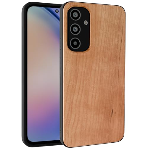 GTElectro Echt Holz Hülle für Samsung Galaxy A54 5G, Schlank Stoßfest Natürliche Holzabdeckung Weich TPU Bumper Langlebig Anti-Kratzer Kabelloses Laden Kompatibel (Kirschholz) von GTElectro