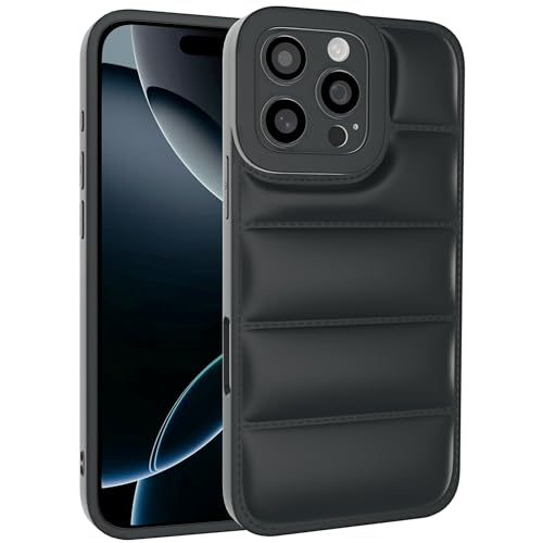 GTElectro Für Apple iPhone 16 Pro Max Hülle, Pufferjacke Design Weiche Slim TPU Schutzhülle mit Kameraschutz, Langlebige Handyhülle, Stoßfeste Flexible iPhone 16 Pro Max Hülle (Schwarz) von GTElectro