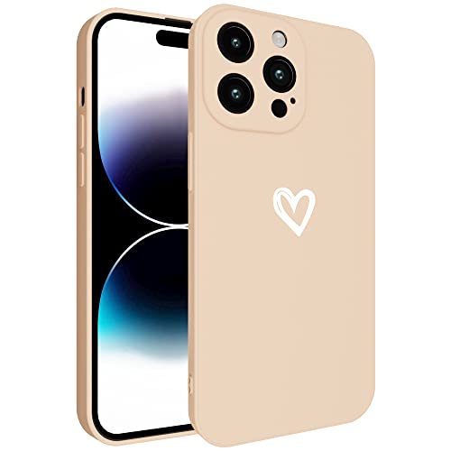 GTElectro Heart Love Design Soft Stoßfest Silikon Slim Case Cover für Apple iPhone 14 Pro (Beige) von GTElectro