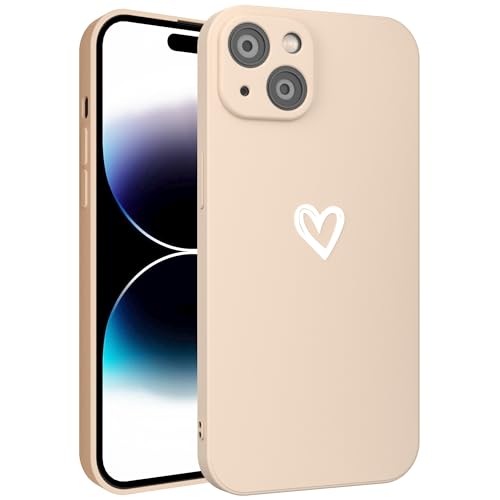 GTElectro Hülle für Apple iPhone 15, Herz Design Weich Slim Silikon Schutzhülle mit Kameraschutz, Dünn Langlebig Handyhülle, Stoßfest Flexibel iPhone 15 Case (Beige) von GTElectro