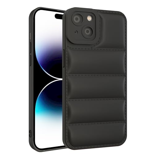 GTElectro Puffer Hülle für iPhone 15, Weich TPU Gestepptes Kissen Design, Schlank & Stoßfest, Kameraschutz, Rutschfester Griff, Kabelloses Laden Kompatibel (Schwarz) von GTElectro