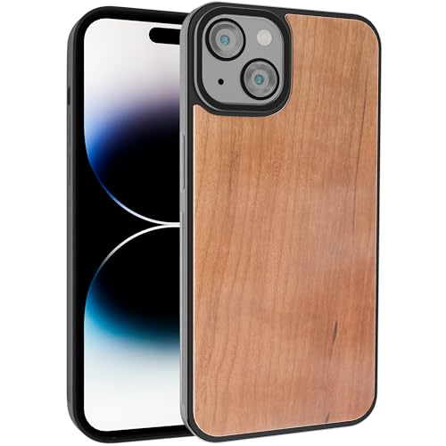 GTElectro Hülle für Apple iPhone 15, echtes Naturholz & Weiche TPU-Gummi Schutzhülle, langlebige Hybrid-Holzhülle, stoßfester Schutz, iPhone 15 Hülle (Kirschholz) von GTElectro