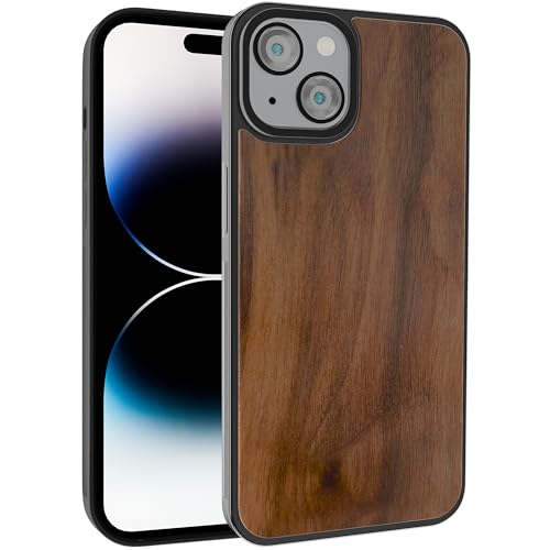 GTElectro Hülle für Apple iPhone 15, echtes Naturholz & Weiche TPU-Gummi Schutzhülle, langlebige Hybrid-Holzhülle, stoßfester Schutz, iPhone 15 Hülle (Nussbaum) von GTElectro