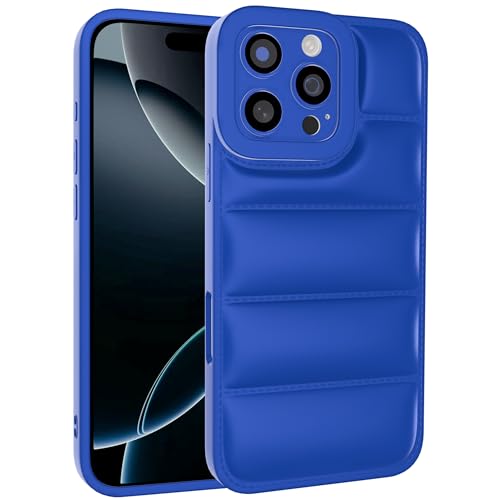 GTElectro Puffer Hülle für iPhone 16 Pro, Weich TPU Gestepptes Kissen Design, Schlank & Stoßfest, Kameraschutz, Rutschfester Griff, kabelloses Laden kompatibel (Blau) von GTElectro