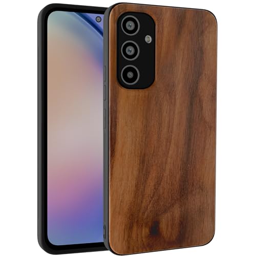 GTElectro Echt Holz Hülle für Samsung Galaxy A54 5G, Schlank Stoßfest Natürliche Holzabdeckung Weich TPU Bumper Langlebig Anti-Kratzer Kabelloses Laden Kompatibel (Walnuss) von GTElectro