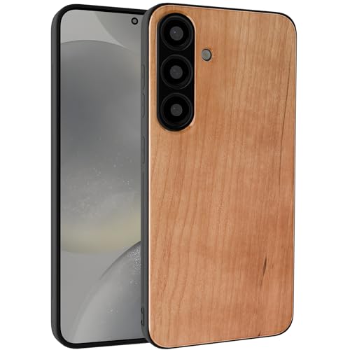 GTElectro Echt Holz Hülle für Samsung Galaxy S24 Plus, Schlank Stoßfest Natürliche Holzabdeckung Weich TPU Bumper Langlebig Anti-Kratzer Kabelloses Laden Kompatibel (Kirschholz) von GTElectro