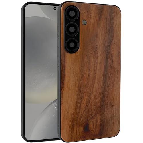 GTElectro Echt Holz Hülle für Samsung Galaxy S24 Plus, Schlank Stoßfest Natürliche Holzabdeckung Weiche TPU Bumper Langlebig Anti-Kratzer Kabelloses Laden Kompatibel (Walnuss) von GTElectro