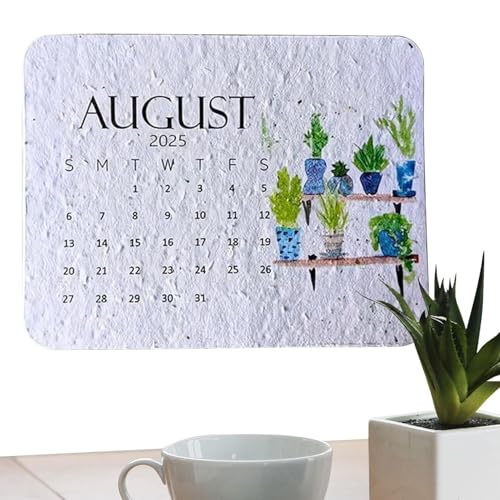 GTFYUDGH 15x8x1,5cm Einpflanzbarer Tischkalender - Pflanzbarer Samen Kalender, Pflanzbarer 12 Monatskalender, Ästhetischer Kreativer Kalender, Von Januar 2025 Bis Dezember 2025, Monatskalender von GTFYUDGH