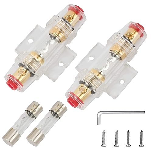 GTIWUNG 2 Stücke 60A Inline AGU Sicherungshalter + 2 Stücke AGU Sicherung 60A AGU Sicherung Glas 60A, für Auto KFZ Linie Audio Autoradio von GTIWUNG