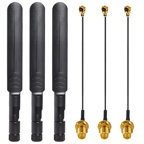 GTIWUNG 3 Stück WLAN Antenne 16CM, 2.4G/5G/5.8G Dualband WiFi Antenne, 8dBi RP-SMA Stecker Antenne + 3 Stück 15 cm IPEX zu RP-SMA Weiblich Pigtail WiFi Kabel GTIWUNG 3 Stück WLAN Antenne 16CM, 2.4G/5G/5.8G Dualband WiFi Antenne, 8dBi RP-SMA Stecker Antenne + 3 Stück 15 cm IPEX zu RP-SMA Weiblich Pigtail WiFi Kabel von GTIWUNG