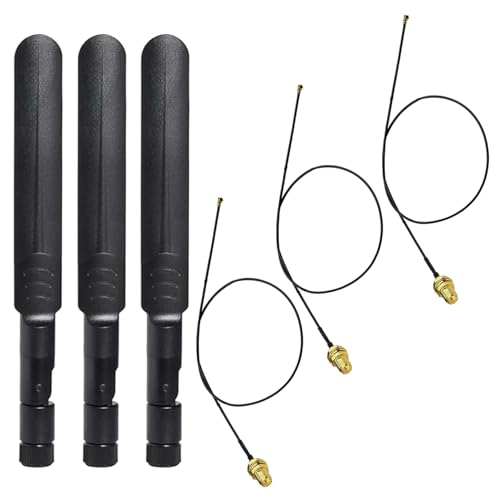 GTIWUNG 3 Stück 8dBi 2.4/5/5.8GHz Dualband WiFi Antenne 16CM, RP-SMA Stecker Antenne+3 Stück 25 cm IPEX4/MHF4 zu RP-SMA Weiblich Pigtail WiFi Kabel GTIWUNG 3 Stück 8dBi 2.4/5/5.8GHz Dualband WiFi Antenne 16CM, RP-SMA Stecker Antenne+3 Stück 25 cm IPEX4/MHF4 zu RP-SMA Weiblich Pigtail WiFi Kabel von GTIWUNG