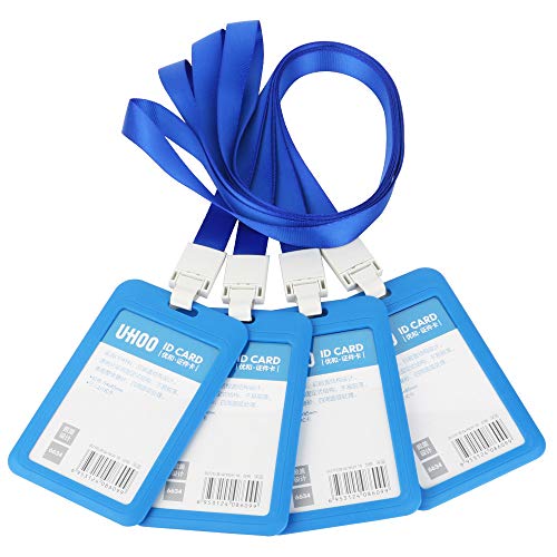 GTIWUNG 4 Stück ID-Kartenhalter, Ausweishülle mit Band, ID Abzeichen Halter, Ausweis-Set für Geschäftsereignisse, Arbeit, Ausstellungen, Veranstaltungen, Büro und Schulbedarf (Blau) von GTIWUNG