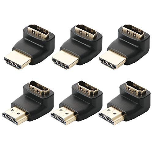 GTIWUNG 6 Stück HDMI Winkeladapter, HDMI Winkelstecker 90 Grad und 270 Grad, HDMI-Stecker auf HDMI-Buchse Adapter für HDTV, DVD-Player, Blu-Ray Player, PC, Audio-Receiver von GTIWUNG