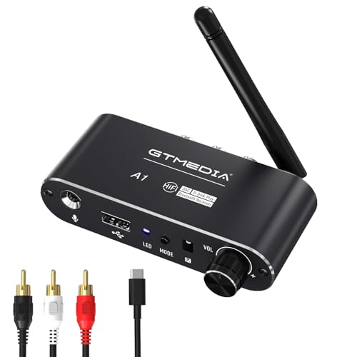 GTMEDIA Bluetooth Receiver Low Latency & HD Music Audio Adapter für Lautsprecher/Kabel Adapter für Home Stereo/TV/Car/PC Bluetooth Adapter von GTMEDIA