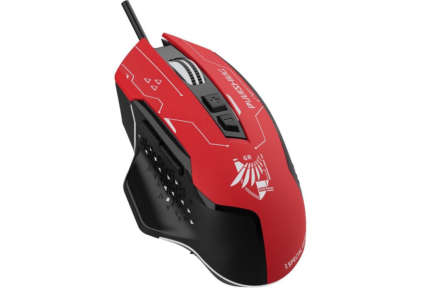 GTPLAYER X PUNISHING Series Gaming-Maus High-Performance mit Kabelgebundene Gaming-Maus (DPI-12800 RGB Beleuchtung Programmierbare Anime-Stil rot-schwarz) von GTPLAYER