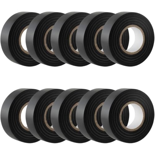GTSE - Isolierband Schwarz - 19 mm x 20 m - strapazierfähiges, selbstklebendes Isolierband - zum Schutz, Bündeln und Reparieren von Kabeln - 10 Rollen von GTSE