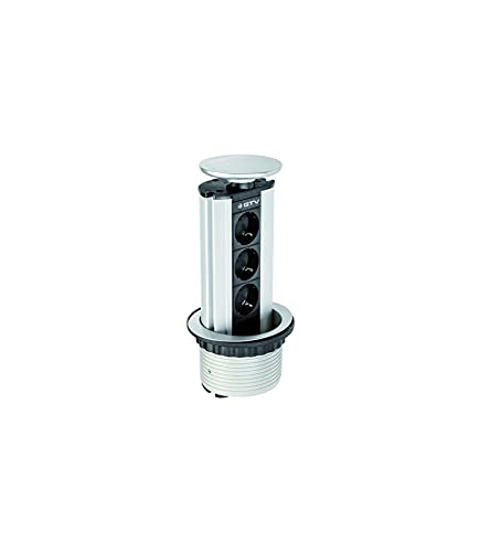 GTV Einbau-Tischsteckdose 100mm, 3x Schuko, Silber - stilvolle und praktische Lösung für Büros und Zuhause GTV Einbau-Tischsteckdose 100mm, 3x Schuko, Silber - stilvolle und praktische Lösung für Büros und Zuhause von GTV