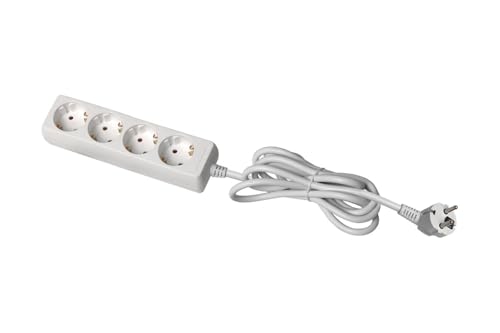 GTV Haushalts-Verlängerungskabel, Steckdosenleiste mit 4 Schuko-Steckdosen, 3m Länge, max. Belastung 3500 W, Euro-Stecker, langlebig und sicher von GTV