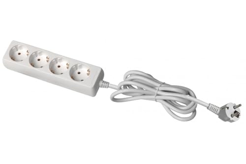 GTV Haushalts-Verlängerungskabel, Steckdosenleiste mit 4 Schuko-Steckdosen, 5m Länge, max. Belastung 3500 W, Euro-Stecker, langlebig und sicher von GTV