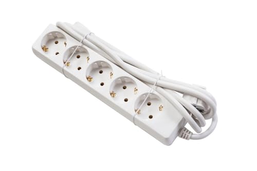 GTV Haushalts-Verlängerungskabel, Steckdosenleiste mit 5 Schuko-Steckdosen, 3m Länge, max. Belastung 3500 W, Euro-Stecker, langlebig und sicher von GTV